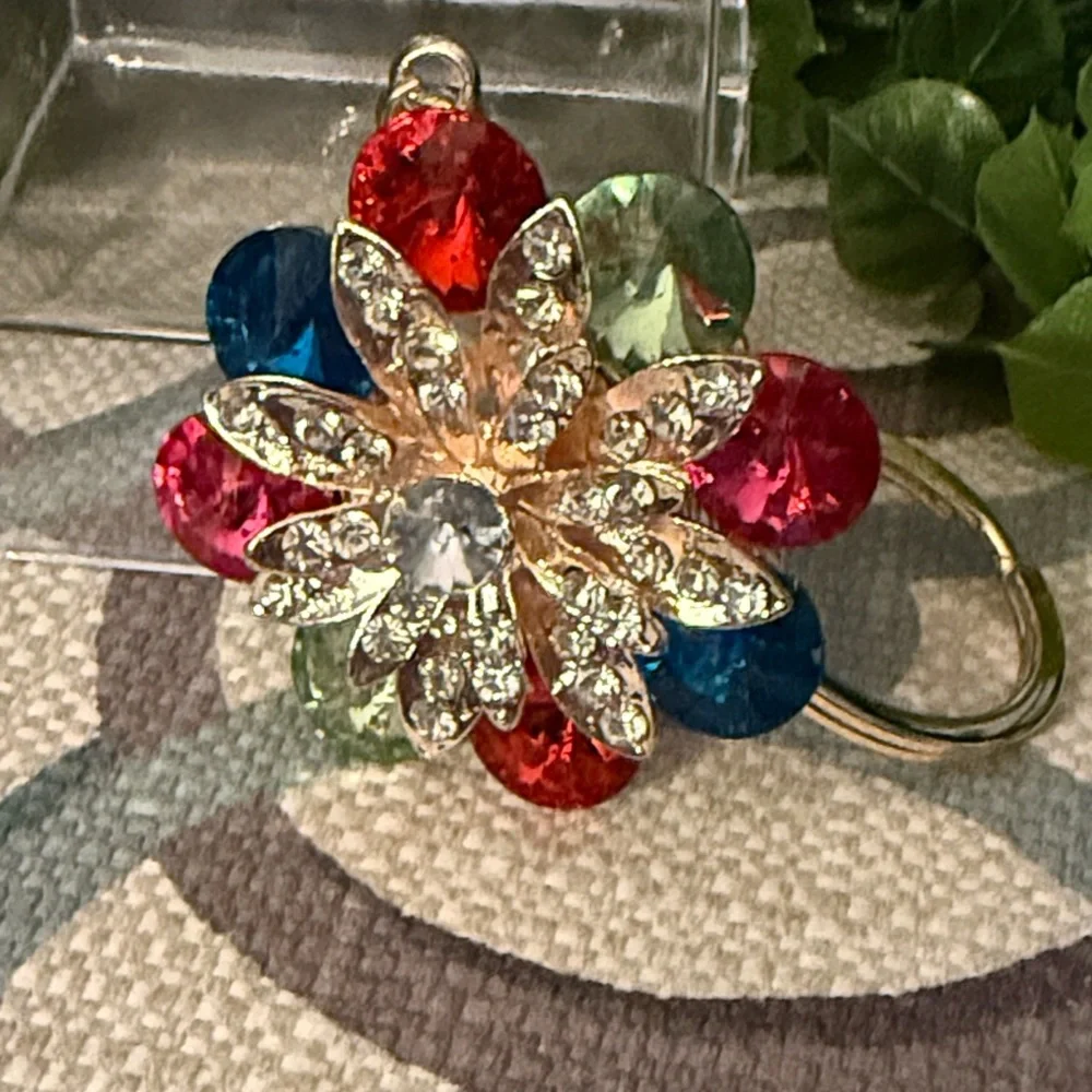 multicolor crystal flower accessory keychain